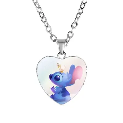 Buy Lilo & And Stitch Necklace Heart Pendant Charm Jewellery Chain F • 5.99£