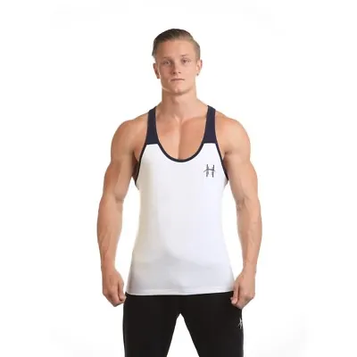 Buy Men's Gym Vest (XL) - Herculean Gym Wear - White 'Conqueror' (with Logo) • 8.99£