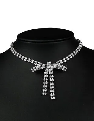 Buy Bow Rhinstone Choker Diamante Colllar Party Necklace Multi Chains Necklace • 6.50£