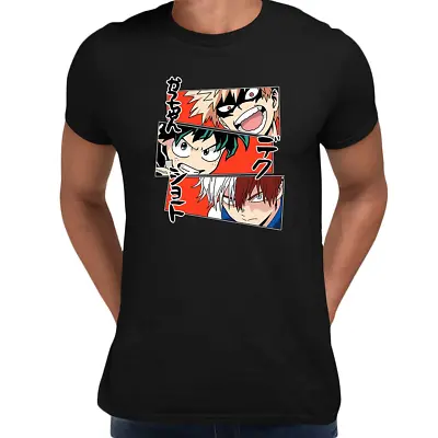 Buy Anime My Hero Academia Katsuki Bakugo Midoriya Izuku And Shoto Todoroki T-shirt • 14.99£