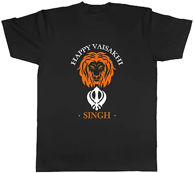 Buy Personalised Happy Vaisakhi Lions Head Orange Mens Unisex T-Shirt Tee Gift • 8.99£