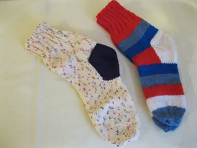 Buy 2 X Pairs Handmade Bed Socks Welly Slipper Lounge Comfy Knitted Happy Feet, Fun • 6.99£