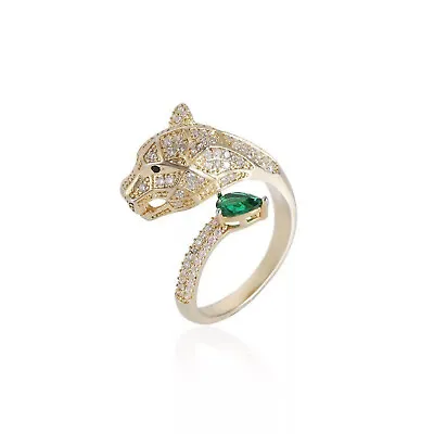 Buy Gold Leopard Head Ring - Minimalist Wild Cat Jewelry • 23.99£