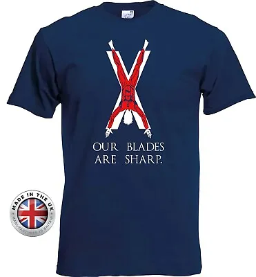 Buy Game Of Thrones BOLTON Black Navy Flayed Man T Shirt OUR BLADES ARE SHARP TShirt • 14.99£