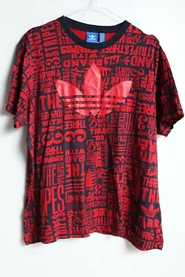 Buy Adidas Mens Trefoil All Over Print Tshirt - Red Navy - Size L Large (e56) • 14.99£