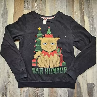 Buy CHRISTMAS Ugly Sweater Style Sweatshirt Bah Humbug Grumpy Cat Women's Small • 24.02£