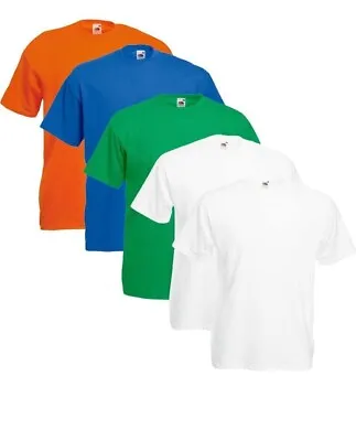 Buy 5 Pack Fruit Of The Loom Multicolour Mens Plain Tee Cotton T Shirts • 14.99£