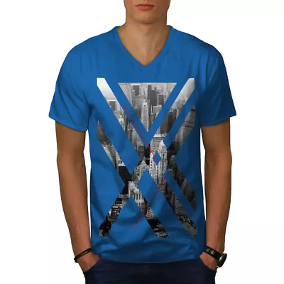 Buy Wellcoda City USA Abstract Mens V-Neck T-shirt, Urban Graphic Design Tee • 15.99£