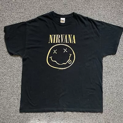 Buy Vintage Nirvana Smiley T Shirt Gildan Heavy Cotton • 60£