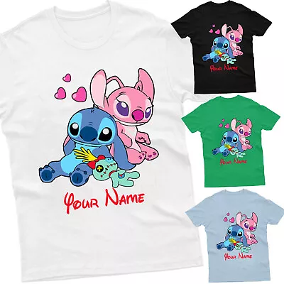 Buy Personalised LILO And Stitch T-Shirt Children Birthday Party Gift Kids Tshirt • 10.49£