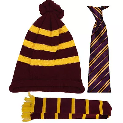 Buy Unisex Harry Potter Maroon And Yellow Winter Scarf Hat Tie BOOK DAY MARCH • 6.99£
