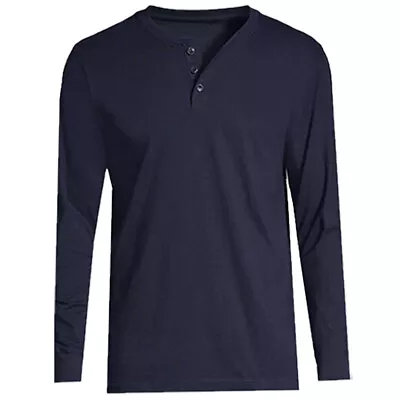 Buy Mens Long Sleeve T-shirt Grandad Buttons Neck Plain Cuff Casual Hanley Top M-3XL • 6.99£