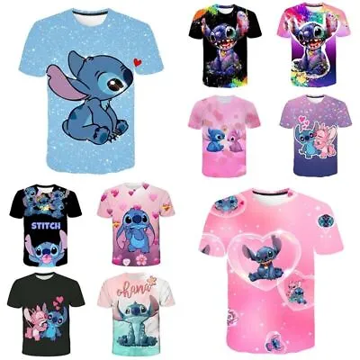 Buy Kids Adult Disney Lilo Stitch Cartoon Casual Short Sleeve T-Shirt Tee Top Gifts • 8.66£