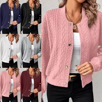 Buy UK Ladies Outwear Long Sleeve Cardigan Jacket Women Comfy Solid Color Work New • 22.79£