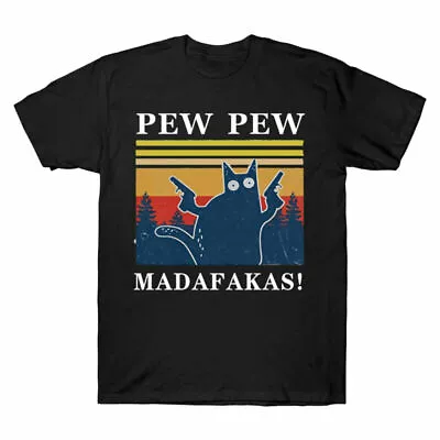 Buy Madafakas Pew Men's Vintage Cat Lover Cat Pew Shirt T Tee New Funny Sleeve Short • 12.99£