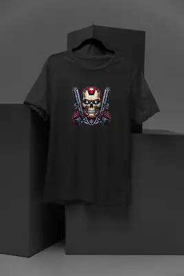 Buy  Heroic Avenger: Iron Man-Inspired Metallic Skull T-Shirt | Marvel Comics Fan Ap • 24.99£