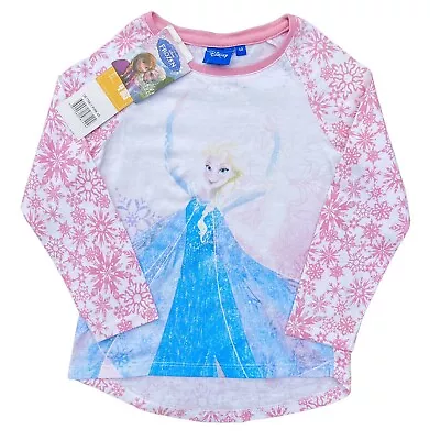Buy Frozen Official Pink Snow Flake Winter Long Sleeved T-shirt  Age 4 Yrs • 6.99£