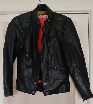 Buy Tt Leathers International Women's Black Leather Biker Jacket Red Lining 8 Vgc • 44.95£