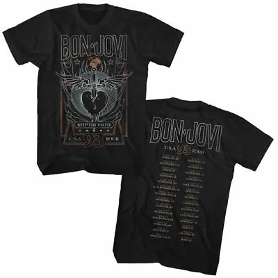 Buy Bon Jovi Keep The Faith 93 USA Tour Dates 2 Sided Adult T Shirt Music Merch • 47.86£