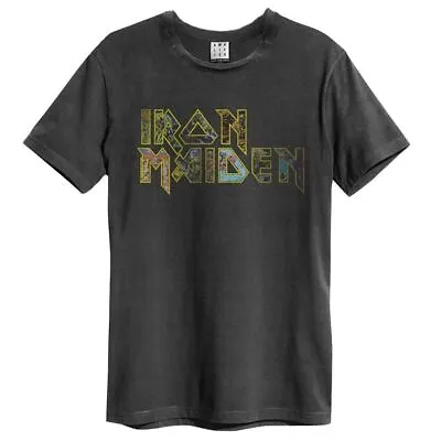 Buy Amplified Iron Maiden Eddies Logo Charcoal Cotton T-Shirt • 30.49£
