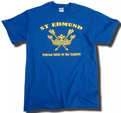 Buy ST EDMUND T-SHIRT PATRON SAINT OF THE ENGLISH - BLUE - England, Anglo-Saxon • 16.50£