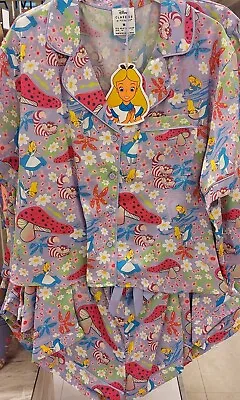 Buy Disney Alice In Wonderland Pretty Satin Shorts & Shirt Pyjama Set UK Size 4-20 • 27.99£