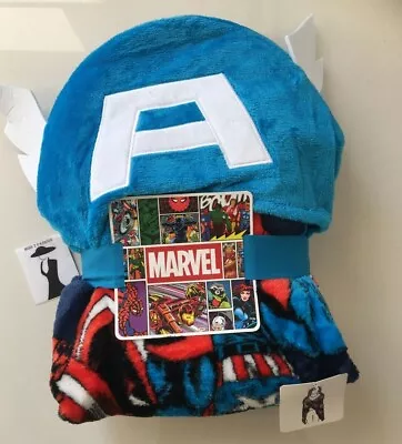 Buy Marvel CAPTAIN AMERICA Hooded Fleece Throw Primark Gift Present • 32£