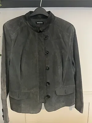 Buy Real Suede Jacket Size 24 Grey Biker Military Feel Quality Jacket • 69.99£