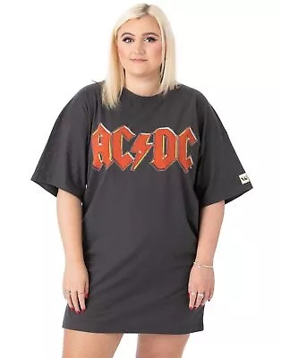 Buy AC/DC Grey Oversized Short Sleeved T-Shirt (Womens) • 20.99£