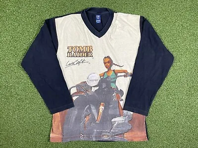 Buy Tomb Raider Lara Croft Vintage All Over Print T Shirt Long Sleeve 1999 - 2001 • 49.99£