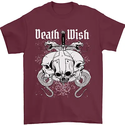 Buy Death Wish Skulls Snakes Biker Gothic Demon Mens T-Shirt 100% Cotton • 10.48£