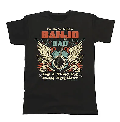 Buy Mens ORGANIC Cotton T-Shirt Worlds Greatest BANJO Dad Musician Band Music Gift • 8.95£