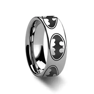 Buy Batman Dark Knight Super Hero Polished Tungsten Engraved Ring Jewelry - 8mm • 155.91£