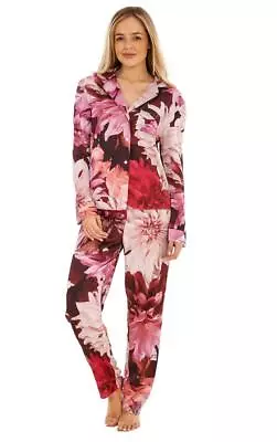 Buy Ladies Satin Pyjamas Plain Printed Button Up Long Sleeve PJ'S • 9.99£