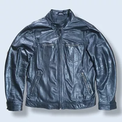 Buy Trussardi Action Men's Leather Biker Jacket Size 52 • 39.90£