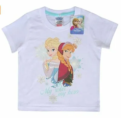 Buy Licensed Girls Disney Frozen White Elsa And Anna T-Shirt Top Age 18 M - 8 Years • 4.95£