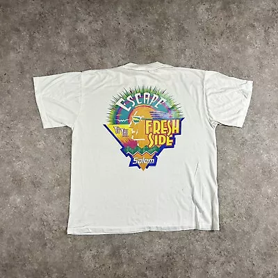 Buy Vintage Salem Tshirt Mens XL White Single Stitch Graphic Double Sided Crew 1992 • 22.99£