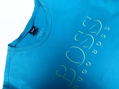 Buy HUGO BOSS Blue T-Shirt Small @ Mens UV Protection SPF 50+ Short Sleeve Logo • 9.95£