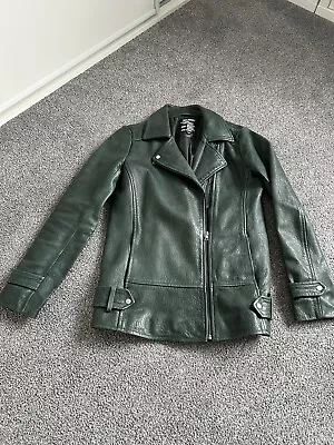 Buy 100% Genuine Just Female Dark Green Leather Biket Jacket  • 65£
