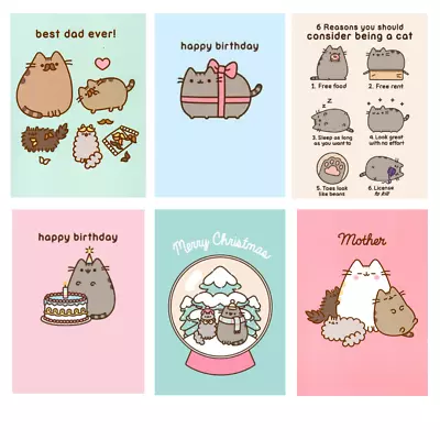 Buy Cute Pusheen The Cat Cartoon Birthday Christmas Blank Funny Humour Greeting Card • 3.25£