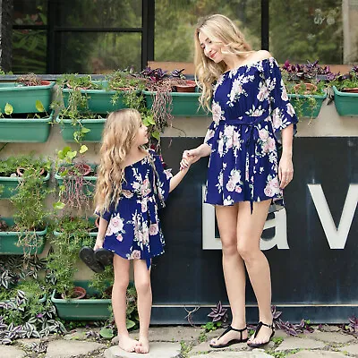 Buy Fashion Family Matching Clothes Mother Daughter Dress Women Floral Lace Dress . • 12.25£