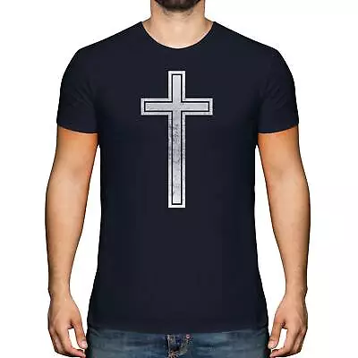 Buy Christian Cross Distressed Print Mens T-shirt Vintage Top Christianity Gift • 9.95£