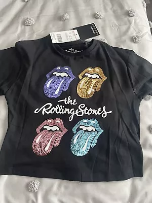 Buy F&F Girls Rolling Stones Black T-shirt Age 7/8 Years Brand New With Tags  • 6£