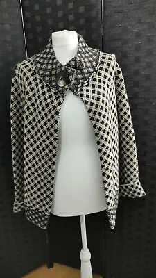 Buy M&S Ladies Lambswool Cape Jacket Black And Beige Long Sleeves UK Size 14 • 8£