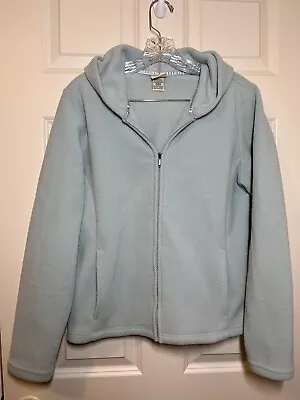 Buy LL Bean Light Blue Women's Polartec Fleece Hooded Jacket Full Zip Size M Reg • 15.37£