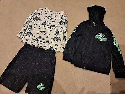 Buy Jurassic Park T Rex Dinosaur Outfit 6_7 Years Hoodie Shorts And Top • 15.99£