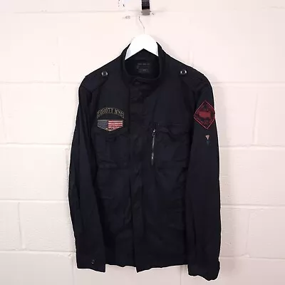 Buy SCHOTT Jacket Mens L Large M65 Field Coat Military 100% Cotton Lined Zip Black • 49.90£