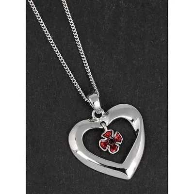 Buy Equilibrium Silver Plated Poppy Jewellery : Poppy Heart Necklace  • 18£