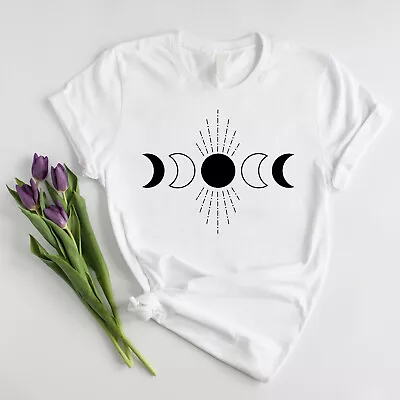 Buy Phases Of The Moon T-Shirt, Astrological TShirt Lunar Effect Trendy Eclipse Tee • 10.99£
