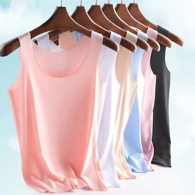 Buy Womens Ice Silk Vest V Neck Tank Tops Ladies Casual Summer Camisole Sleeveless A • 5.51£